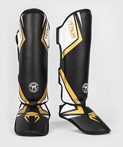 Venum Protector Tibias Contender 2.0, Negro/Blanco/Oro, M