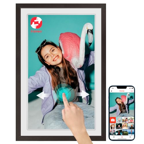 Image of FRAMEO Digital Picture Frame Touch Screen 32GB Storage WiFi Smart 21.5 inch Photo Frame, FHD IPS Auto-Rotate, Attach Wall mounting Bracket Share Photos or Videos Instantly via Frameo APP