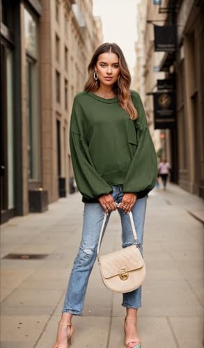 Image of Zeagoo Sweaters for Women 2025 Trendy Fall Fashion Oversized Lantern Long Sleeve Knitted Pullover Tops Outfits