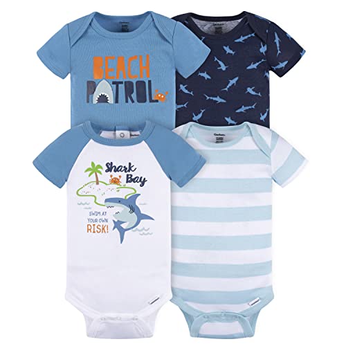 Image of Gerber Baby Boys' 4-Pack Short Sleeve Onesies Bodysuits