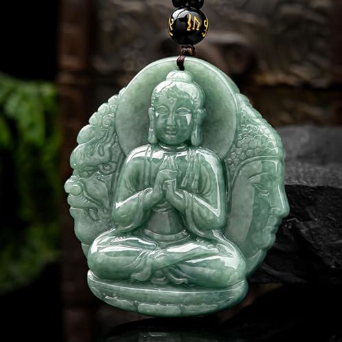 Natural Jade Buddha Necklace Pendant Certified Grade A Untreated Burmese Jadeite Hand Carved Tathagata Amulet for Men and Women2