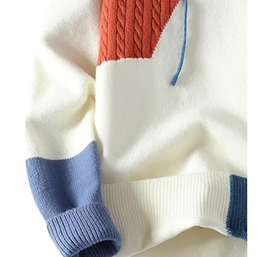 Men Colorblock Jumper Cable Knitted Casual Cable Knit Jumper Pullover Long Sleeve Male Winter Pullover Tops 5
