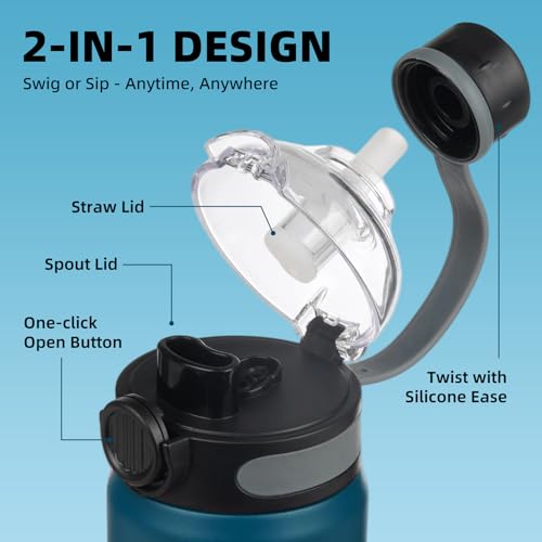 Image of Konokyo 24 oz Insulated Stainless Steel Water Bottle with Straw Lid