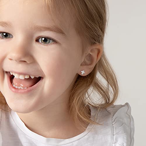 925 Sterling Silver Cubic Zirconia Little Cross Screw Back Earrings for Toddlers & Young Girls - Religious Jewelry Gift for Christening and Baptism - Safety Stud for Little Girls4