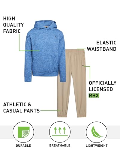 RBX Boys Pants Set - 2 Piece Casual Soft Fleece Hoodie Sweatshirt and Hybrid Tech Boys Jogger Pants Outfit (4-12)2