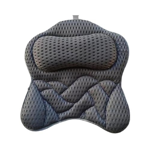 Cojín para bañera reposacabezas – Cojín de baño para apoyo de cuello y espalda | Reposacabezas para cojín de bañera de tela 4D | Cojín de bañera transpirable con ventosas