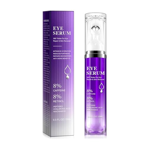 Sérum contorno de ojos, Con 8% Cafeína 8% Retinol Ácido Sérum Antiarrugas para Reduce Ojeras, Bolsas y Líneas de Expresión, Formulado para Hombres y Mujeres, Anti Envejecimiento (15 ml)
