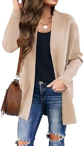 ZESICA Women's Fall Winter Long Sleeves Open Front Leopard Print Knitted Sweater Cardigan Coat Outwear