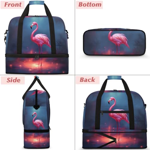 Large Weekender Overnight Bags Animal Flamingo Travel Duffel Bag for Women Men Gym Bag With Shoe Compartment Foldie Travel Tote Bag Carry On Personal Item Bag for Travel Gym Sports3