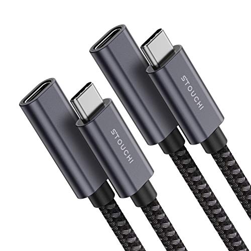 USB C Extension Cable 6FT 2-Pack ，Stouchi New Version USB Type C 3.1 Male to Female Fast Charging & Audio Data Transfer Cable for 2020 iPad Pro, M1 Thunderbolt 3 MacBook Pro, Dell XPS MS Surface Book