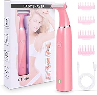 Electric Razors for Women, RenFox Bikini Trimmer Electric Shaver for Women Pubic Hair Arms Legs Underarms Area, Rechargeable Wet & Dry Painless Lady Shaver with 4 Trimming Combs