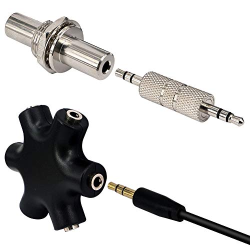 3.5mm Audio 5-Way 6 Port Female Multi Headphone Audio Splitter Connector Audio Earbuds Earphones Plug with 3.5mm Jack Female to 3.5mm Female and 3.5mm Male to 3.5mm Male Stereo Audio Connector …