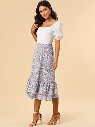 Image of Allegra K Women's Printed Skirt 2025 Weekend Trendy Summer Chiffon Ruffle Tiered Flowy Midi Skirts