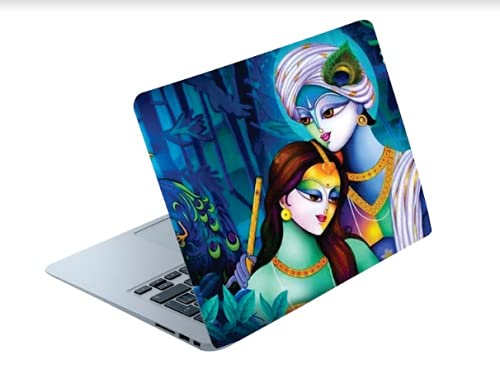 OK ARTS Printed HD Laptop Skin Radha Krishna for Models Upto 15.6inches of All Laptops Hp Dell Lenovo Acer MacBook with Lamination Blue