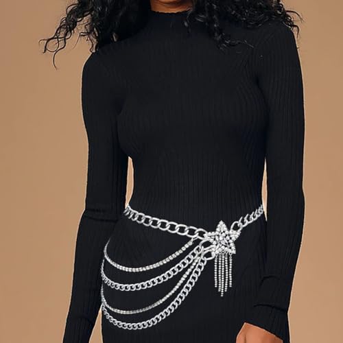 Multilayer Chain Belt for Women Rhinestone Chain Belts Punk Waist Chain3