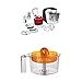 Bosch MUM50E32DE Küchenmaschine StartLine, 800 W, 3,9 L Edelstahl-Rührschüssel, umfangreiches Zubehör, weiß / anthrazit + MUZ5ZP1 Zitruspresse transparent mit orangem Presskegel