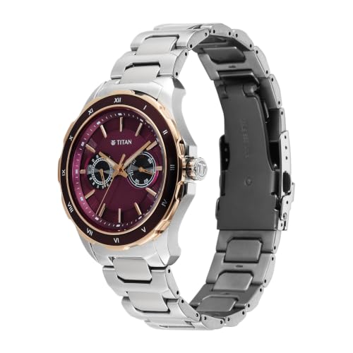 Image of Titan Regalia Opulent VI Men's Dress Watch with Two-Eye Multifunction Panda Dial and Steel Bimetal Strap