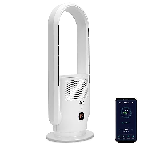 djive ARC Heater 3in1 Luftreiniger, rotorloser Ventilator & Heizlüfter mit 2000 Watt, HEPA 14 Filter, UV-C Licht, App Steuerung, Alexa, Google Home, kindersicher, für Wohnzimmer, Büro, clean white
