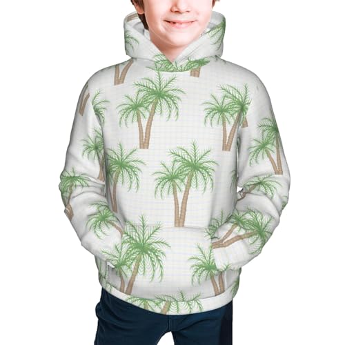 Hawaiian Coconut Palm Tree Boy, Girls Sports Shirt Youth Pullover Fashion Hooded Sweatshirt