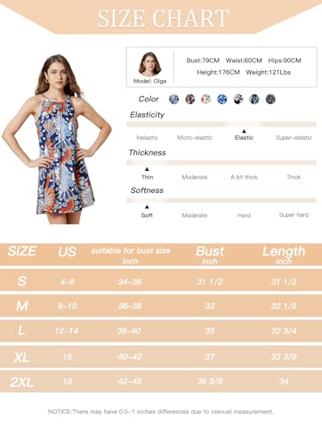 Image of ANYFITTING Summer Dress with Built in Bra Casual Beach Sundress Flowy Halter Mini Short Dresses for Women 2026