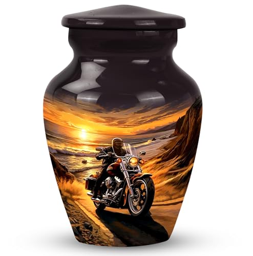 KARYLIZ Motorcycle Urn 3 Inch - Small Keepsake for Adult Male - Mini Cremation Urn for Bike Rider - Memorial Box for Human Ashes - Funeral or Burial