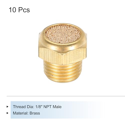 QUARKZMAN Pneumatische Schalldämpfer 1/8 NPT Männlich Lang Auspuff Schalldämpfer Magnetventil Messing Schalldämpfer Lärm Stille Luft Zylinder Zubehör für Ventil 10 Set
