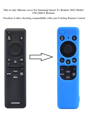 Image of Silicone TV Remote Cover Compatible with Samsung Smart TV Remote 2023 BN59-01432G BN59-01432A (Samsung Smart TV 2023 Model Solar Remote Cover - Style 4, Blue - Style 4)