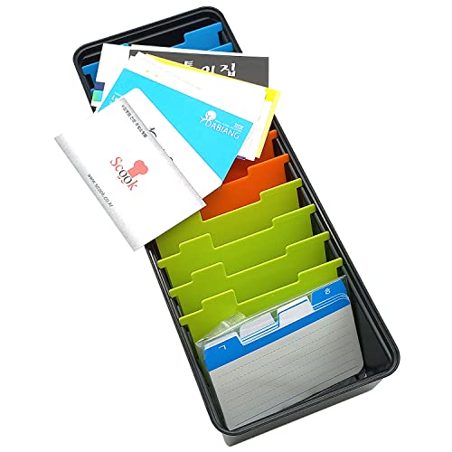 8 Divider Business Card Holder For Desk, Business Card File Card Storage Box Organizer, Large Capacity For About 500 Cards, Index Card Storage Box #TOP5