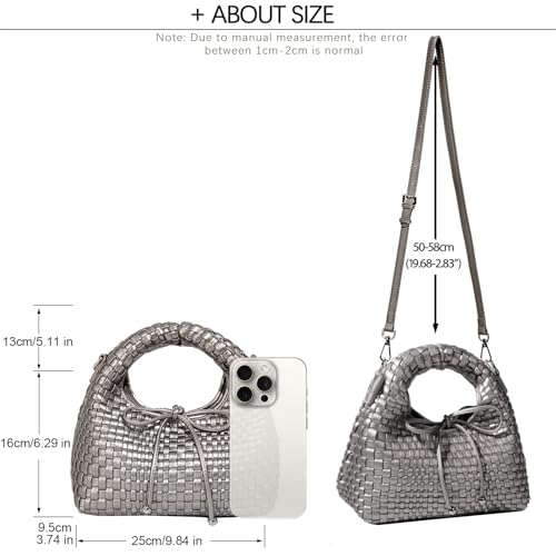 Image of JINMANXUE Fashion Mini Handbag For Women, Woven Tote Bucket Composite Bag Knitting Chain Bags, Crossbody Shoulder Purses
