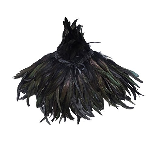 TOOKY Black Gothic Victorian Natural Feather Cape Shawl Stole Poncho with Choker Collar(Size: One Size) steampunk buy now online