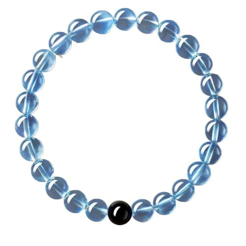 Pulseras de aguamarina natural de 10mm hechas a mano con cristales de calidad joyería