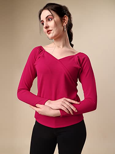 Image of Sheetal Associates Women's Solid Regular Fit Polyester Long Sleeve Classy Casual Top
