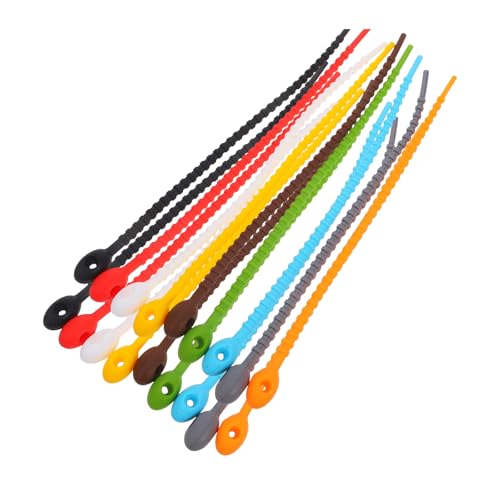 Toddmomy Bridas de Silicona Reutilizables 18 Piezas Alta Elasticidad Colores Surtidos para Organización de Cables, Uso Multifuncional en Barbacoa, Verduras y Escritorio