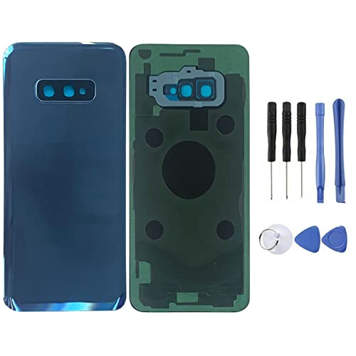Slimall Battery Back Glass Rear Cover Housing Door Replacement for Samsung Galaxy s10e G970U G970W G970F G970U1 G970F/DS G9700 with Camera Glass/Frame, Frame Tape -Blue