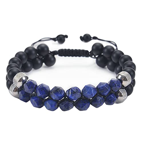 Bracelet en pierre double couche homme perles 8 mm authentiques et durables