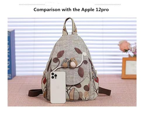 Image of Womens Cotton Hemp Cloth Backpack Boho Vintage Embroidered Casual Purse Handbags Messenger Two little Birds