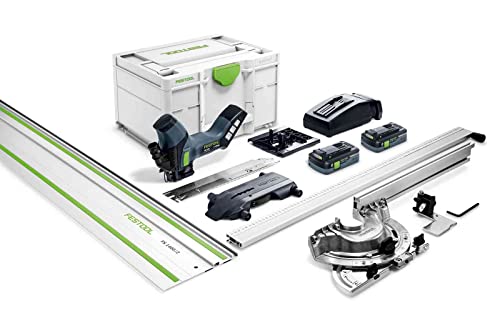 Festool Akku-Dämmstoffsäge ISC 240 HPC 4,0 EBI-Plus-XL-FS (mit Akkupacks, Schnellladegerät, Schneidgarnitur Wellenschliff, Adaptertisch, Schlitten, Winkelanschlag, Führungsschiene), im Systainer
