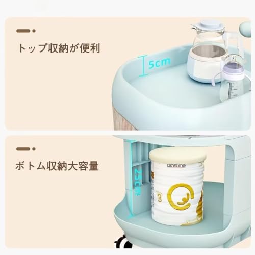 MEMETARO ベビーワゴン キャスター付き 4段 ベビー用品 収納ワゴン 引き出し 取っ手付き 赤ちゃん オムツ収納 多機能 収納カート 移動便利 かわいい 大容量 6枚目