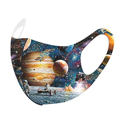 K-youth Ropa Bebé ??????????? Niños Reutilizables Lavables Forma de Copa Dibujos Animados Estampadas de Galaxia Respirable Antipolvo Tela para Unisex Niño Niña Colegio (#08, 1PCS)