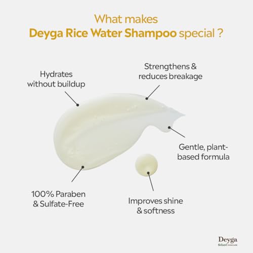 Rice Water Shampoo (220 ml) | Controls Frizz & Hair Fall | Deeply Cleanses Scalp | Strengthens Hair | Free from Paraben & Sulfate
