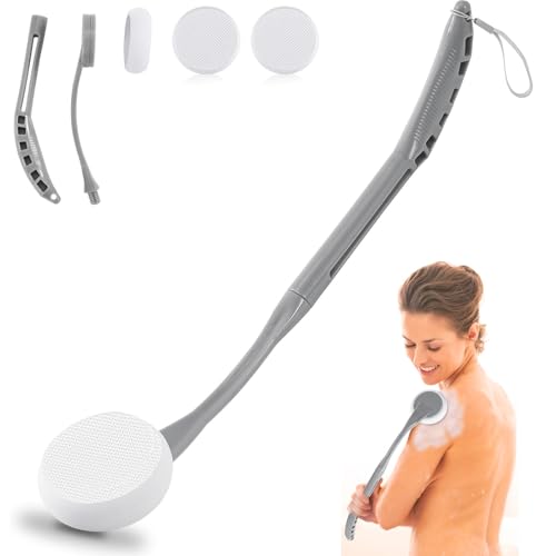 Gobiteli Lotion Applicator for Back,20.5" Long Handled Sponge for Body Lotion,Suncream, 20.5" Grey