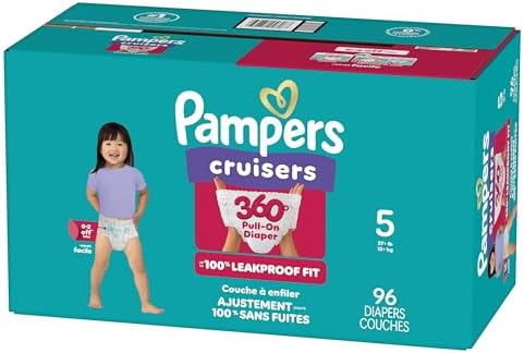 Pampers Diapers - Cruisers 360° - Size 5, up to 100% Leakproof Fit, Designed for Active Babies, Pull On Diaper, EZ Off Tabs Designed for Easy Changes, 1 Pack (Count of 96) - 3