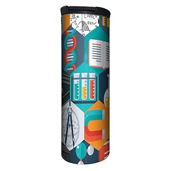 Tree-Free Greetings Barista Stainless Steel Travel Coffee Mug, 17 Oz, Science Bright