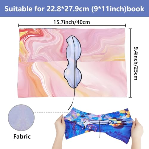 CRASPIRE Pink Stretchable Book Cover Marble Pattern Washable Reusable Large Nylon Book Protector Elastic Notebook Wraps Suitable for Most Hardcover Books Classroom Students - Image 2
