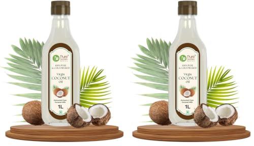 Image of Pure Nutrition Cold-Pressed Virgin Coconut Oil - 1L | 100% Natural & Pure | Ideal for Cooking, Baby Massage, Hair & Skin Care | Supports Hair Growth & Skin Hydration (Pack of 2)