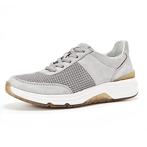 Nacarat Womens Suede Walking Shoes mesh Tennis Shoes Women for Walking Comfortable Sneakers lace up GREY-0-6.5