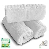 Toallas Lavabo: x3 Calidad Hotelera 30x50 cm| Juego Toallas Baño: Algodon 450 |Toalla de Mano: Blancas Diseño en Greca |Toallas pequeñas |Set x3: Toalla Gimnasio |Toallas de mano de Secado Rápido