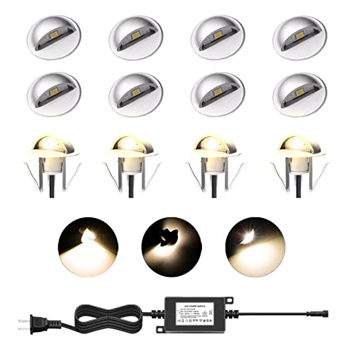 YZGWZLD LED Deck Lights Kit,12 Pack Low Voltage Φ1.38" IP67 Waterproof Stairs Light Outdoor Garden Yard Landscape Pathway Step Basement Warm White LED Lighting