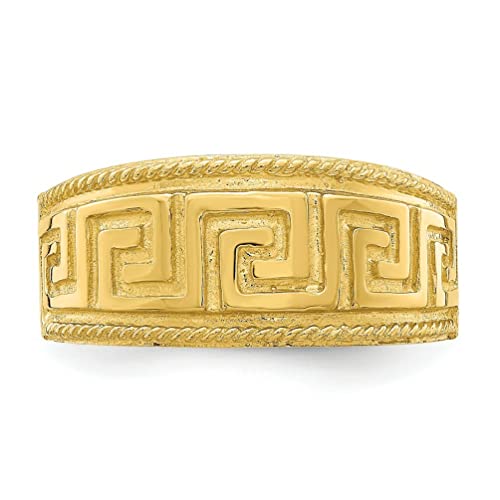 Lex & Lu 14K Yellow Gold Greek Key Pattern Dome Ring Size 7 #TOP4