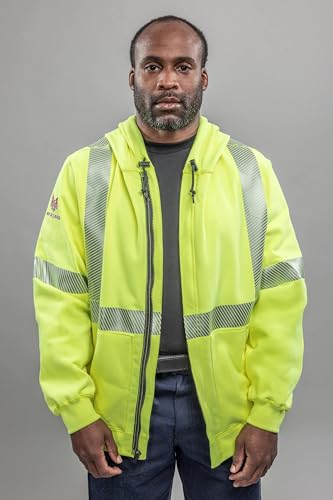 DRIFIRE FR Hi-Vis Class 3 Zip Hoodie, CAT 2 Flame Resistant, X-Large, SWSHEZC3-XL Yellow2